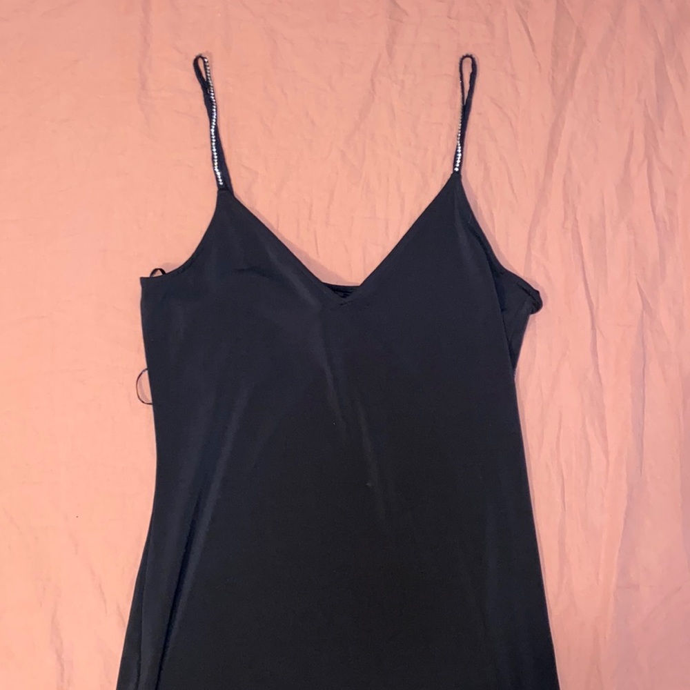 NWOT Divided Black Mini Dress Rhinestone Straps